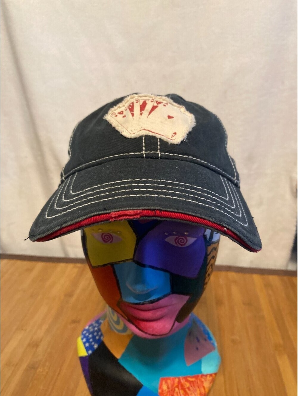 Vintage White Stitched Poker Playing Cards Royal Flush Snapback Hat Baseball Cap